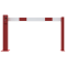 Compact hand barrier | without fixed support post | adjustment range: 1900 - 3000 mm | with profile cylinder lock | hot-dip galvanized and coated red / white